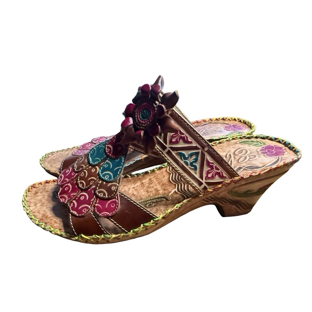 Elite By Corkys Navajo Leather Native Boho Slip On Sandal Shoes Womens 9 Casual